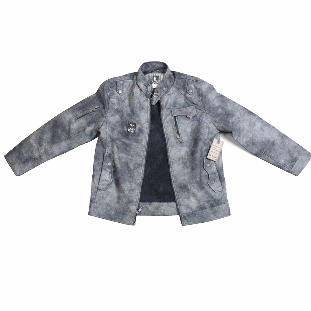 NWT - Bleu Grandeur Men’s Gray Faux Leather Jacket • Size Large • Stylish Moto